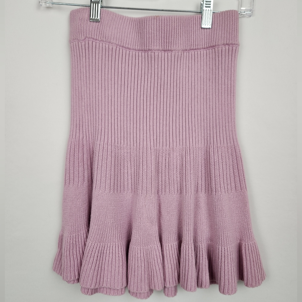 Free People Solid Gold Ribbed Knit New Orchid Skirt Size XS